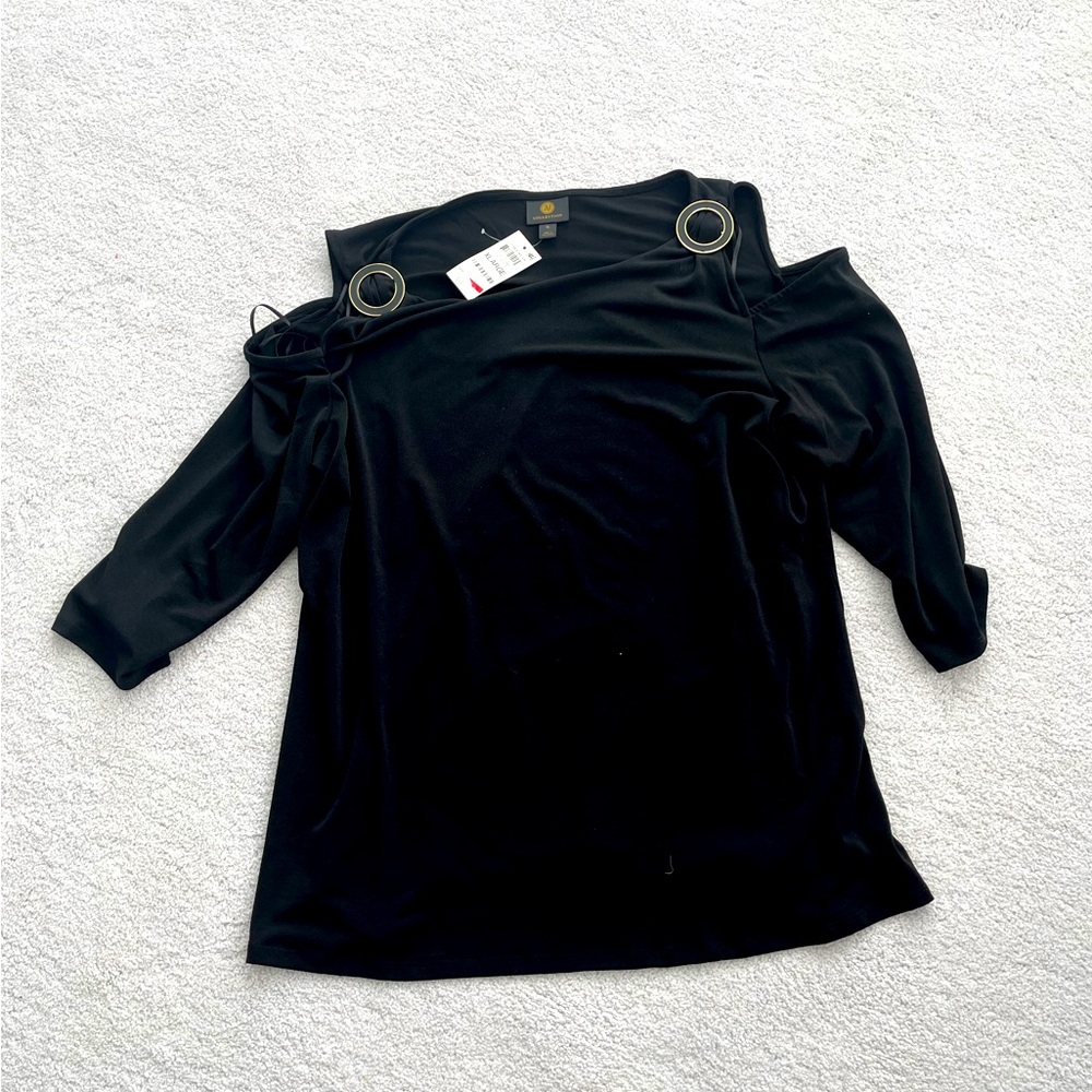 Black 3/4 sleeve cold shoulder blouse/shirt brand new with tags, size XL